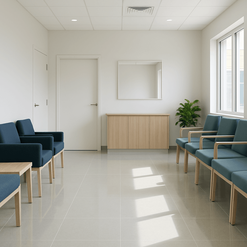 Professional cleaning team in an allied health facility