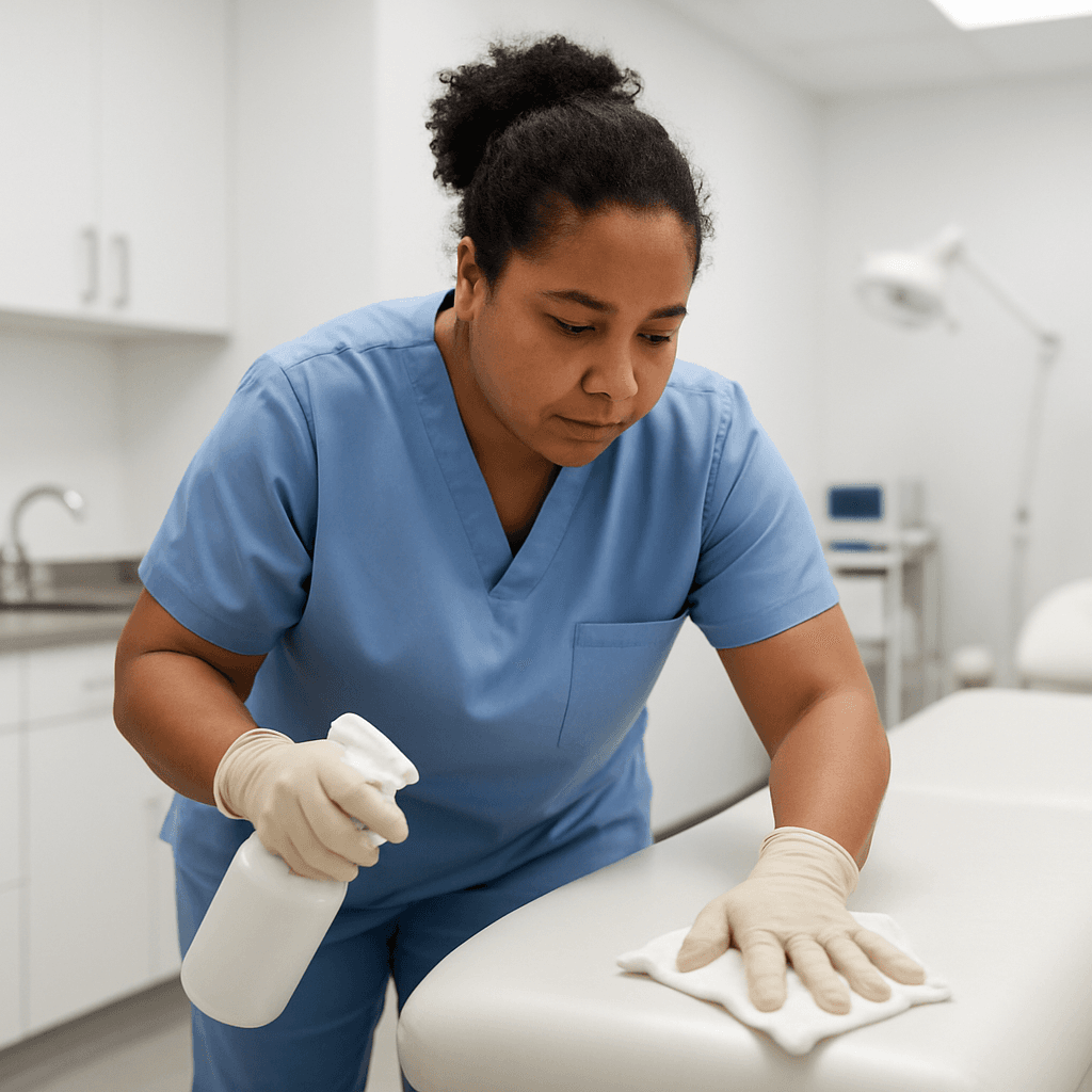 Professional cleaning service in a healthcare facility